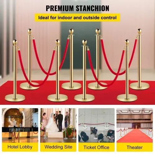 VEVOR Personenleitsystem 8 Ständer, 90 cm Gesamthöhe Absperrung, Leitpfosten Abgrenzungsständer, Absperrständer mit 1,5 M Länge Gürtel für Airport Flughafen, Ständer aus Stahl und Eisen, Gold Rot VEVOR Personenleitsystem 8 Ständer, 90 cm Gesamthöhe Absperrung, Leitpfosten Abgrenzungsständer, Absperrständer mit 1,5 M Länge Gürtel für Airport Flughafen, Ständer aus Stahl und Eisen, Gold Rot