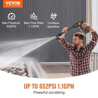 VEVOR Akku Hochdruckreiniger Kabellos Wasser Druckreiniger Spritzpistole Druckreinigerpistole (250W 21V, 50bar, zur mobilen Reinigung und Bewässerung, 4L/min, inkl. Zubehör, Ladegerät) VEVOR Akku Hochdruckreiniger Kabellos Wasser Druckreiniger Spritzpistole Druckreinigerpistole (250W 21V, 50bar, zur mobilen Reinigung und Bewässerung, 4L/min, inkl. Zubehör, Ladegerät)