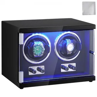 VEVOR Uhrenbeweger, Automatik-Uhrenbeweger, Watch Winder, Uhrenbeweger für Automatikuhren, Automatischer Uhrenbeweger mit Platz für 2 Uhren, LED Beleuchtung, 150–207 mm Einstellbare Riemenlänge VEVOR Uhrenbeweger, Automatik-Uhrenbeweger, Watch Winder, Uhrenbeweger für Automatikuhren, Automatischer Uhrenbeweger mit Platz für 2 Uhren, LED Beleuchtung, 150–207 mm Einstellbare Riemenlänge