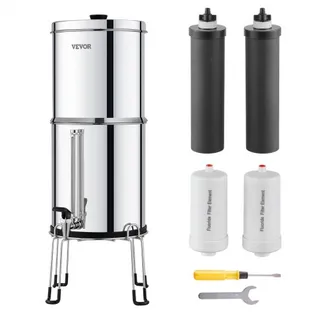 VEVOR Schwerkraft Wasserfiltersystem Edelstahl Arbeitsplattensystem 7+7,5L Wasserfiltrationssystem, reduziert Blei und bis zu 99 % Chlor, mit 2 Aktivkohlefiltern & 2 Entfluorierungsfiltern & Zapfhahn VEVOR Schwerkraft Wasserfiltersystem Edelstahl Arbeitsplattensystem 7+7,5L Wasserfiltrationssystem, reduziert Blei und bis zu 99 % Chlor, mit 2 Aktivkohlefiltern & 2 Entfluorierungsfiltern & Zapfhahn