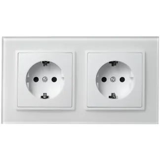 Steckdosen Set McPower Flair “Beginner 2S-Style“ weiß + Glasrahmen Steckdosen Set McPower Flair “Beginner 2S-Style“ weiß + Glasrahmen