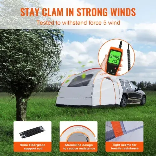VEVOR Dachzelt Busvorzelt 240 x 240 x 230 cm, Auto Zelt Heckklappe Inkl. Doppelschichtzelt PU2000 mm Dachzelt Autodachzelt Wasserdicht, Geeignet für Camping, Adventure, Risen, Picknick usw. – Bild 4