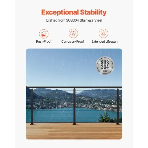VEVOR Kabelgeländerpfosten, 1067x50,8x50,8 mm, Kabel-Treppengeländerpfosten, vorgebohrte horizontale Löcher, Edelstahl SUS304, für Handlauf, Balustrade, schwarz, 1JZLGZXHS106AWJO6001V0 – Bild 2