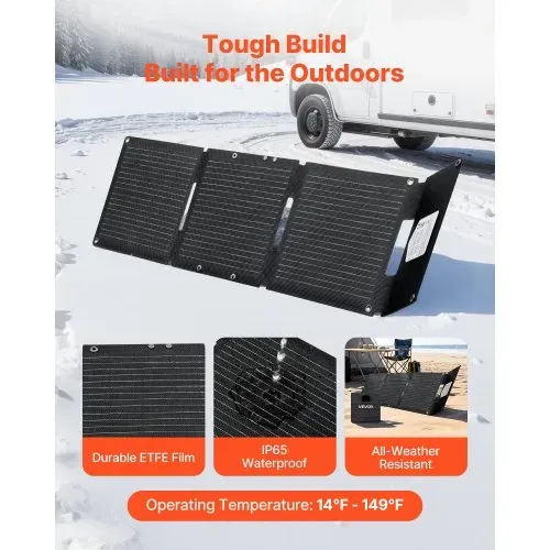 VEVOR Faltbares Solarpanel 30 W, 16BB N-Typ Monokristallines Solarmodul, Tragbares Solarladegerät mit USB-A-, USB-A (QC3.0)- & Typ-C-Anschlüssen für Camping, Rucksackreisen, Handys & Tablets – Bild 4