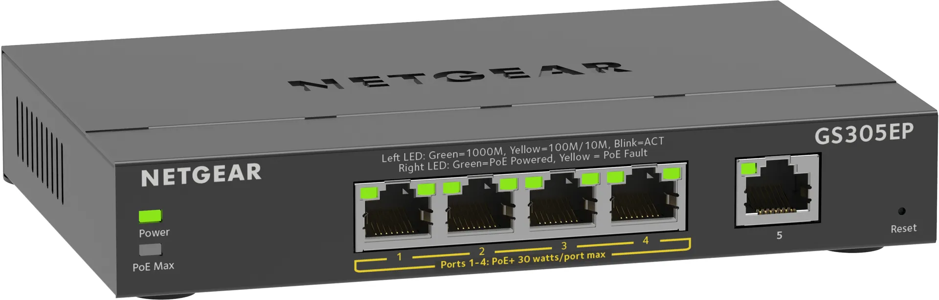 NETGEAR GS305EP Switch 5 Port Gigabit Ethernet LAN PoE Switch Plus (mit 4x PoE+ 63W, Managed Netzwerk Switch mit IGMP Snooping, QoS, VLAN, lüfterloses Metallgehäuse) NETGEAR GS305EP Switch 5 Port Gigabit Ethernet LAN PoE Switch Plus (mit 4x PoE+ 63W, Managed Netzwerk Switch mit IGMP Snooping, QoS, VLAN, lüfterloses Metallgehäuse)