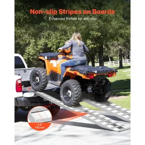 VEVOR Laderampen 2 Stk. 2745 x 380 mm, Robustes Aluminium, Schwerlast-Anhängerrampen-Set mit Antirutschplatten, Gesamttragfähigkeit 4535,9 kg, für Anhänger Traktoren ATVs Rasenmäher Motorräder – Bild 3
