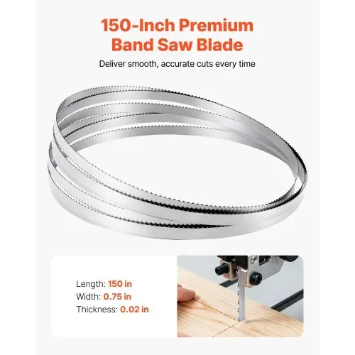 VEVOR Bandsägeblatt, 3810x19x0,5 mm, 4 ZpZ, mit 18 HRC gehärteten, scharfen Zähnen, SK5 hochfester Kohlenstoffstahl, 0,75 Zoll Breite, Ersatz für gängige Holzbearbeitungs-Bandsägen, 1 Set – Bild 2