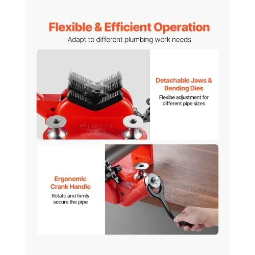 VEVOR Kettenrohrschraubstock, Rohrkapazität 12,7-203,2 mm, robuste 880 mm lange Kette & Gusseisenbasis, Rohrklemmung in Industriequalität für Sanitärinstallationen, Autoreparaturen, Metallverarbeitung – Bild 3
