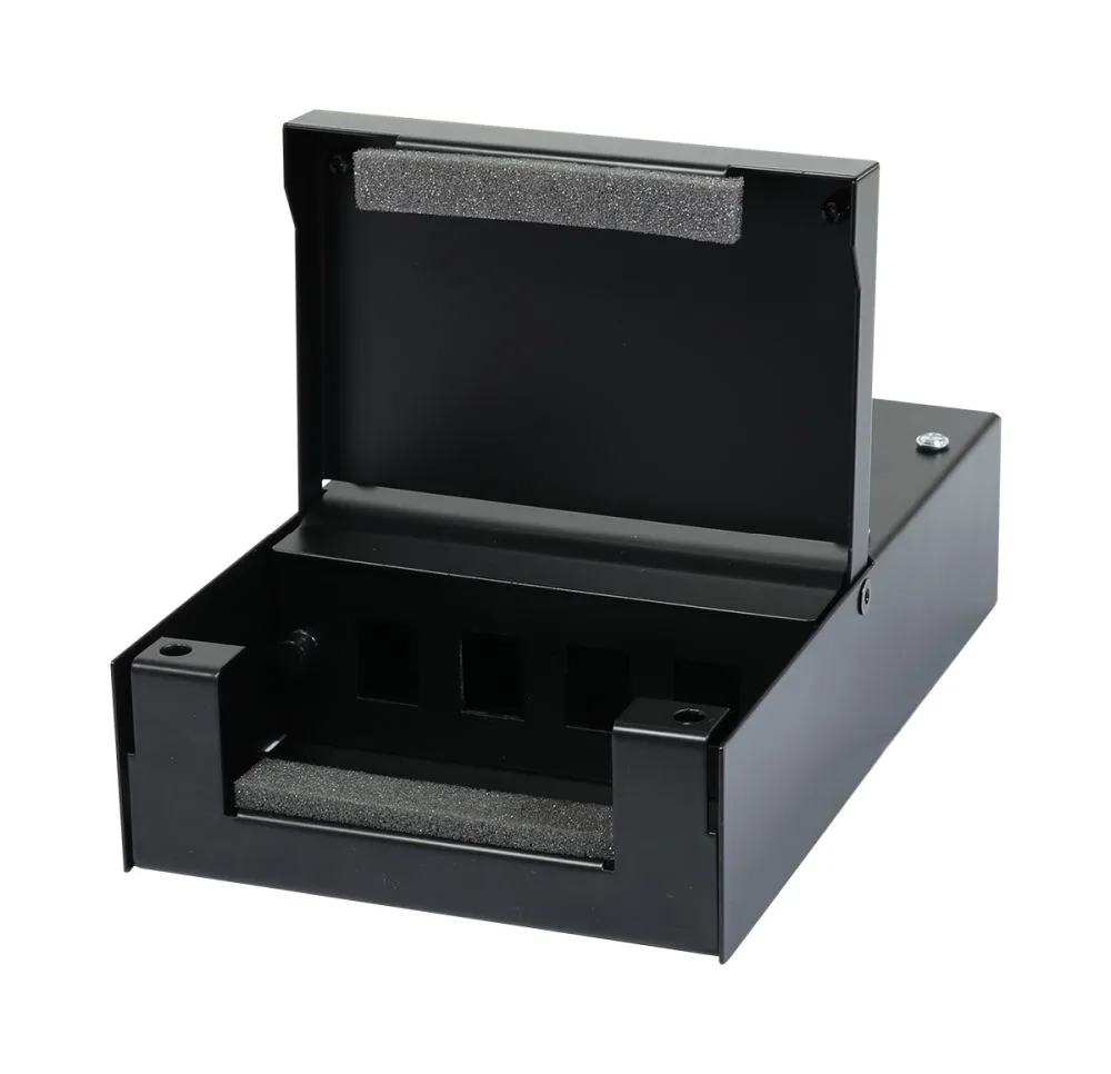 Keystone, Modulträger, Patchpanel für 4x TP-Modul, Aufputz, Metallklappbox(Consolidation Point Box), Schwarz, Synergy 21, – Bild 6