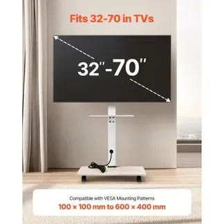 VEVOR rollbarer TV-Ständer Fernsehständer für 812,8-1778 mm TVs bis zu 40 kg, 25° Links-Rechts-Drehung & höhenverstellbare TV-Halterung mit Ablage für Schlafzimmer Wohnzimmer (max. 600 x 400 mm) VEVOR rollbarer TV-Ständer Fernsehständer für 812,8-1778 mm TVs bis zu 40 kg, 25° Links-Rechts-Drehung & höhenverstellbare TV-Halterung mit Ablage für Schlafzimmer Wohnzimmer (max. 600 x 400 mm)