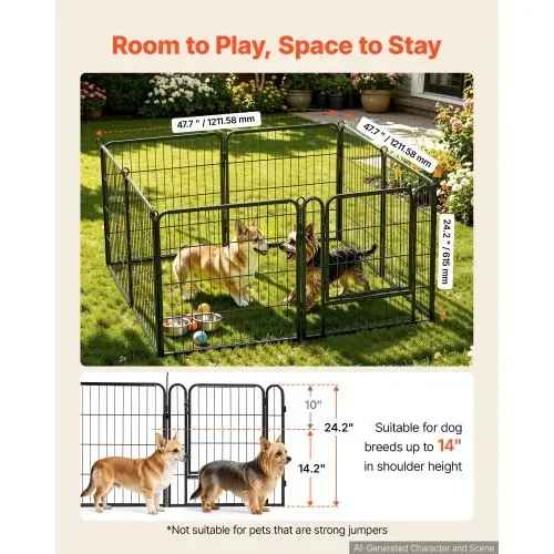 VEVOR Welpenauslauf Welpenfreigehege Laufgitter Welpenzaun 61cm 8-tlg., Spielplatz für Kleine Hunde Katzen & Andere Kleintiere Faltbar Durch die Verschiedenen Formen Vielfältig Einsetzbar VEVOR Welpenauslauf Welpenfreigehege Laufgitter Welpenzaun 61cm 8-tlg., Spielplatz für Kleine Hunde Katzen & Andere Kleintiere Faltbar Durch die Verschiedenen Formen Vielfältig Einsetzbar