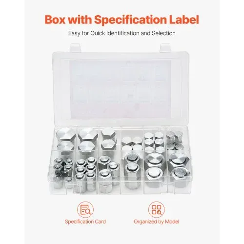 VEVOR 72-teiliges ORFS-Hydraulikfittings, O-Ring-Gleitringdichtungs-Fitting-Kit, Hydraulikschlauch- & Rohrfittings, Kappen- & Stopfen-Set mit Präzisionsgewinde, Größen 4, 6, 8, 10, 12, 16 – Bild 4