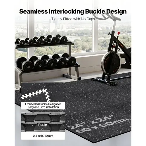 VEVOR 12 x Puzzlematte Bodenschutzmatte 61 x 61 x 1 cm, Hochdichte EVA-Schaumstoffmatte, Ineinandergreifende Fitnessmatte Gymnastikmatte Sportmatte, Trainingsmatte (Schwarz) mit Grauen Punkten – Bild 4