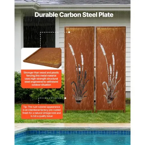 VEVOR Paravent, 50x160 cm 2er-Pack, Raumteiler Metall, Trennwand mit Erdspießen & Kohlenstoffstahlplatte, Sichtschutz, Raumtrenner, Dekorative Sichtschutzwand für Garten, Terrasse, Hof, Balkon – Bild 3