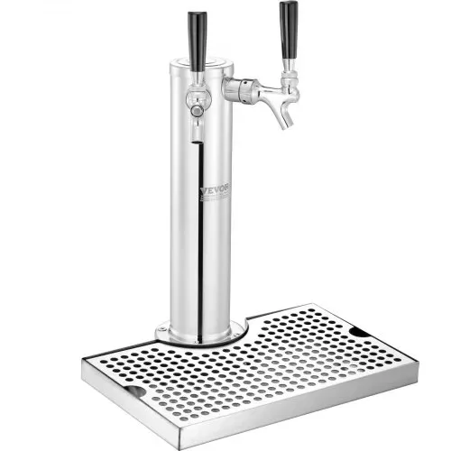 VEVOR Kegerator-Turm-Kit, Bier-Umrüstsatz mit 2 Zapfhähnen, Bier-Turmspender aus Edelstahl mit Doppelmessgerät W21.8-Regler und S-System-Fasskupplung, Bier-Tropfschale für Partys zu Hause – Bild 8