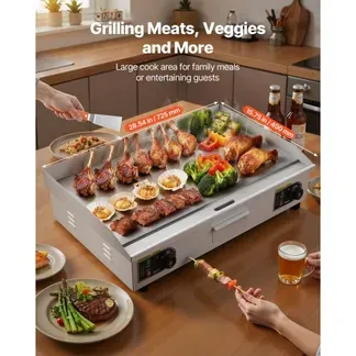 VEVOR Gewerbliche Elektrische Grillplatte 4400 W, Tischgrillplatte 725×400 mm Grillfläche, 50–300 °C Elektrogrill mit 2 Spateln & 2 Bürsten & 4 Fußpolstern, für Steaks Pfannkuchen Pizza, Ohne Stecker VEVOR Gewerbliche Elektrische Grillplatte 4400 W, Tischgrillplatte 725×400 mm Grillfläche, 50–300 °C Elektrogrill mit 2 Spateln & 2 Bürsten & 4 Fußpolstern, für Steaks Pfannkuchen Pizza, Ohne Stecker