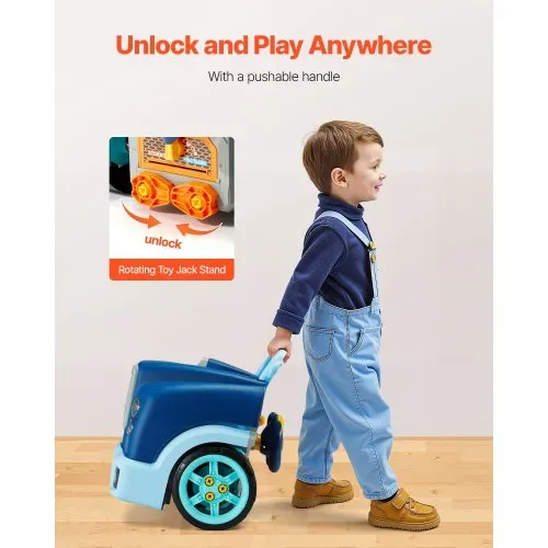 VEVOR Motorspielzeug, 60-teilig, Autoreparaturset für Kinder, mit abnehmbaren Teilen, Lichtern und Geräuschen, Lenkrad und Hupe, Mechaniker-Werkstattset für Kinder für Kleinkinder ab 3 Jahren, Blau – Bild 4