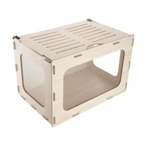 VEVOR Hamsterkäfig Nagerkäfig Nagarium Hamstergehege Holz 605x405x405mm, 270°-Sichtfenster Nagersicher mit Deckel Belüftung für Goldhamster Zwerghamster Meerschweinchen Rennmäuse – Bild 8