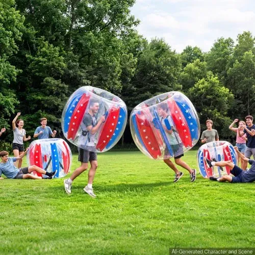 VEVOR 2 x Aufblasbare Bumper Sumo Bälle 1,2 m für Jugendliche Stoßball für Garten, Camping, Picknick & Rasen, 0,5 mm PVC, Heißverschweißte Griffe & Stabil Sitzende Schultergurte, mit Sternenmuster – Bild 7
