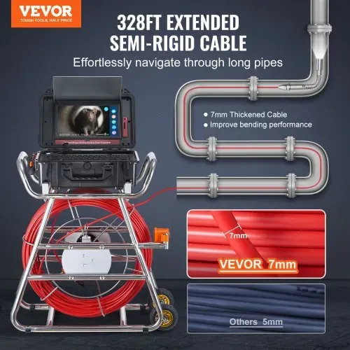 VEVOR Kanalkamera, 100 m, selbstnivellierende Rohrinspektionskamera mit 10,1-Zoll-Touchscreen, 512-Hz-Sender und Entfernungszähler, IP67-Rohrkamera mit 12 LEDs und 32-GB-Karte, Endoskop für Kanalrohre VEVOR Kanalkamera, 100 m, selbstnivellierende Rohrinspektionskamera mit 10,1-Zoll-Touchscreen, 512-Hz-Sender und Entfernungszähler, IP67-Rohrkamera mit 12 LEDs und 32-GB-Karte, Endoskop für Kanalrohre