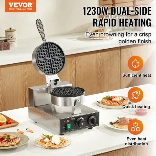 VEVOR kommerzielles Waffeleisen 1230 W Waffel Maker mit antihaftbeschichteten Backflächen Waffeleisen aus Edelstahl mit Temperatur- und Zeitregelung, für Restaurant Bäckerei 4 Fächerfömige Waffeln VEVOR kommerzielles Waffeleisen 1230 W Waffel Maker mit antihaftbeschichteten Backflächen Waffeleisen aus Edelstahl mit Temperatur- und Zeitregelung, für Restaurant Bäckerei 4 Fächerfömige Waffeln