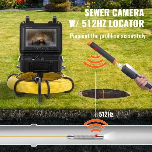 VEVOR Kanalkamera mit 512-Hz-Ortung, 91,5 m, 23 cm Rohrinspektionskamera mit DVR-Funktion, IP68-Kamera mit 12 einstellbaren LEDs, einer 16-GB-SD-Karte für Abwasserleitungen, Haus, Kanal, Abflussrohr – Bild 4