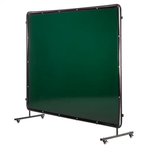 VEVOR Schweißvorhang mit Rahmen, 3-teilig, 1740 x 2340 mm, flammhemmende Vinyl-Schweißschutzwand mit 12 Rädern & 6-stufigem UV-Schutz für Werkstatt-/Industrieanwendungen, Dunkelgrün – Bild 8