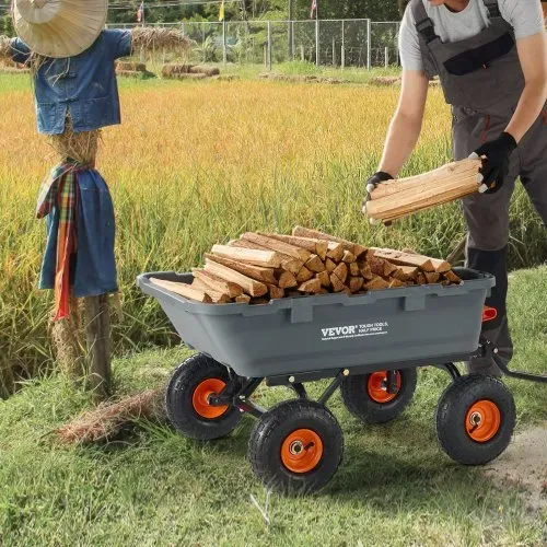 VEVOR Gartenwagen, Gartenkarre mit leicht zu montierendem Stahlrahmen, Kippbarer Transportwagen mit umwandelbarem 2-in-1-Griff, Mehrzweck-Schubkarre mit 360 kg Tragfähigkeit, 255 mm Reifen – Bild 7