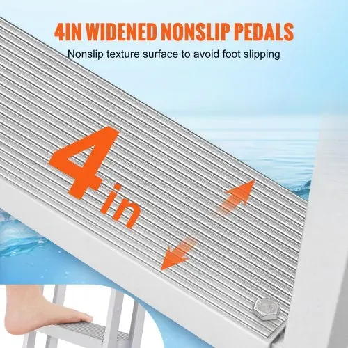 VEVOR Dockleiter 5 einziehbare Stufen 159kg Tragkraft Pontonbootleiter aus Aluminiumlegierung mit 1700-2005mm einstellbarer Höhe 10cm breite Stufe zum Einsteigen in Schiffe/See/Pool/Marine – Bild 4