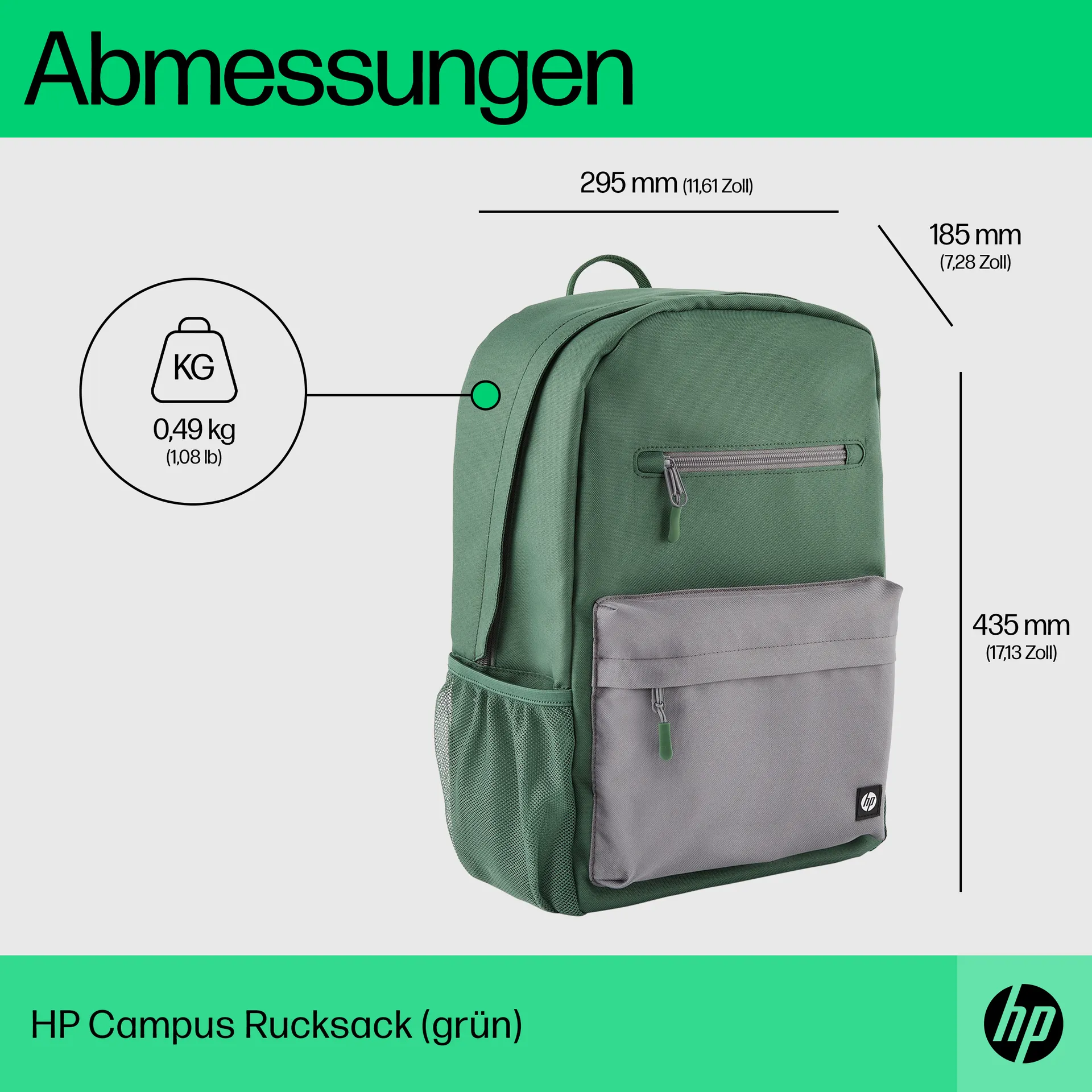 HP Campus Rucksack (grün) – Bild 4