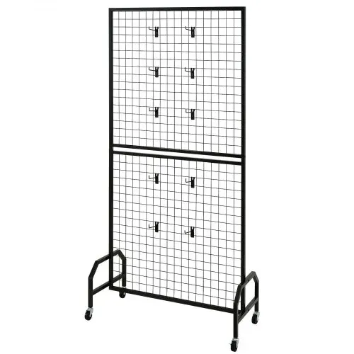 VEVOR Gitterwandpaneele Gitterwand (898 x 400 x 1798 mm) 2 Stk. rollbarer Präsentationsständer mit 20 Haken, Präsentationsregale aus Kohlenstoffstahl Kunstausstellungsregal für Dekoration Lagerung – Bild 9