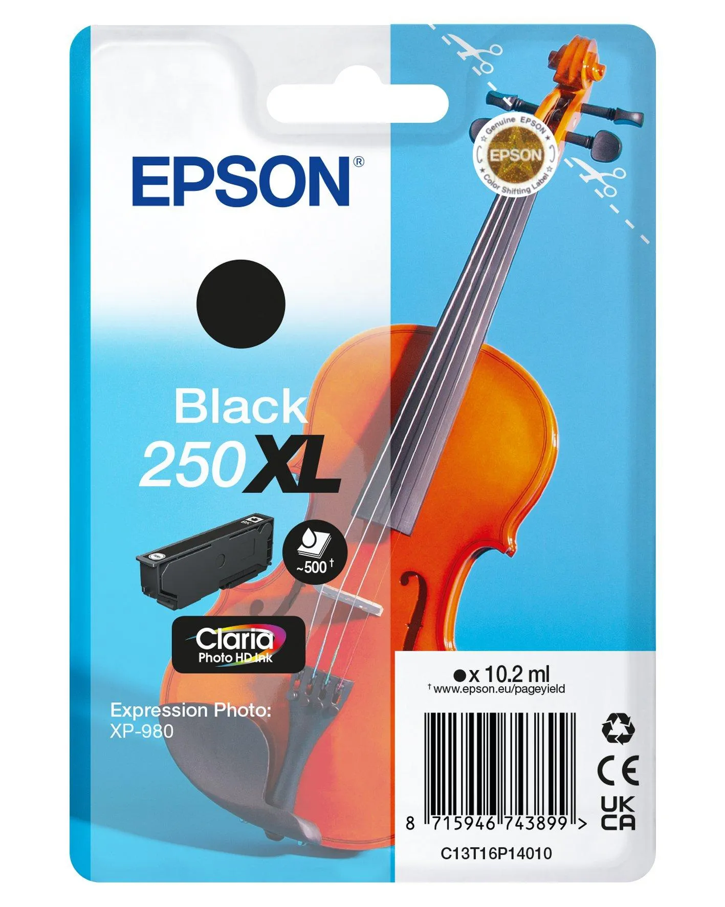 Epson 250XLViolin Claria Photo HD Druckerpatrone 1 Stück(e) Original Hohe (XL-) Ausbeute Schwarz Epson 250XLViolin Claria Photo HD Druckerpatrone 1 Stück(e) Original Hohe (XL-) Ausbeute Schwarz
