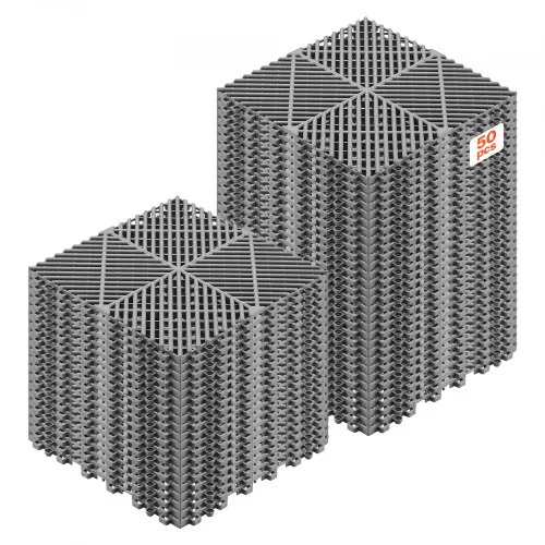 VEVOR Ineinandergreifende Drainagematten Set (50-tlg.) 31 x 31 cm, Garagenbodenfliesen Rutschfeste Klickfliesen aus PP, Modularer Garagenboden für Bad Küche Pool Außenbereich, Selbstentwässernd, Grau VEVOR Ineinandergreifende Drainagematten Set (50-tlg.) 31 x 31 cm, Garagenbodenfliesen Rutschfeste Klickfliesen aus PP, Modularer Garagenboden für Bad Küche Pool Außenbereich, Selbstentwässernd, Grau