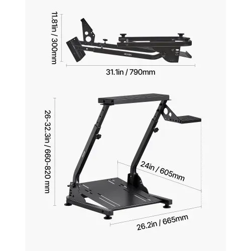 VEVOR Lenkradständer verstellbarer & faltbarer Simulatorständer für Logitech G29 G27 G920 G923, Thrustmaster T300RS T300GT T248 TS-PC TSXW Gaming Cockpit, Pedalsimulator nicht enthalten – Bild 6
