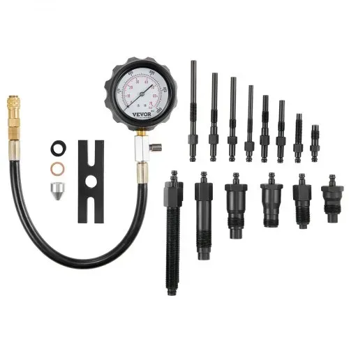 VEVOR Kompressionsmesser Kompressionstester Kompressionsprüfer Testgerät Kompressionsmessgerät mit einem 80-mm-Manometer 0–1000 PSI und 0–70 bar Verdichtungsmesser inkl. 4x Adapter – Bild 10