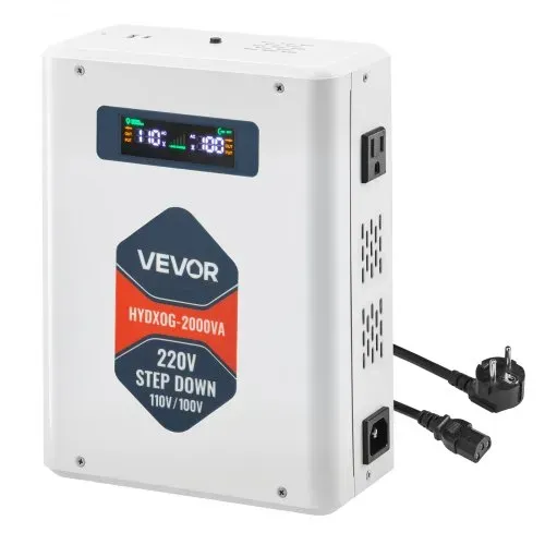 VEVOR Spannungswandler Abwärts, 2000 VA, Hochleistungs-Konverter, 220 V auf 110 V Leistungstransformator, mit 2 US-Steckdosen, USB-Ausgang, LCD-Display, Temperaturschutz, für 110-V-Geräte – Bild 8