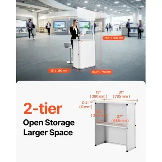 VEVOR Tragbare Messetheke Messetresen, 78,5 × 38 × 181,5 cm Messestand Ausstellungs-Thekenständer, Faltbarer Promotion-Einzelhandels-Bartisch, Rezeption Messestand mit Aufbewahrungsregal, Tragetasche VEVOR Tragbare Messetheke Messetresen, 78,5 × 38 × 181,5 cm Messestand Ausstellungs-Thekenständer, Faltbarer Promotion-Einzelhandels-Bartisch, Rezeption Messestand mit Aufbewahrungsregal, Tragetasche