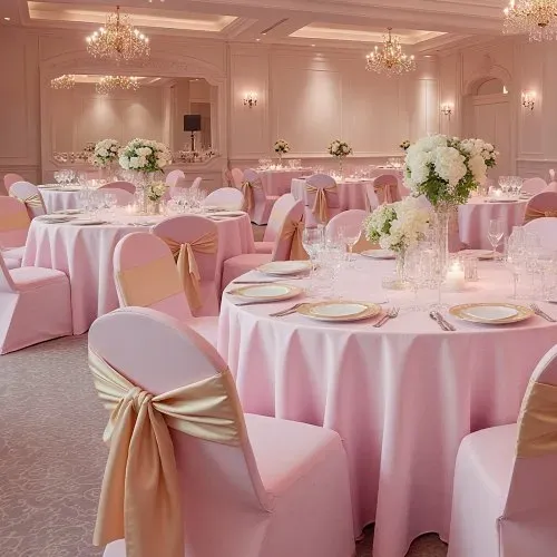 VEVOR Stuhlhussen Stuhlbezug Stretch 50 Stk. waschbarer & abnehmbarer Stuhlüberzug aus Polyester-Spandex für Hochzeitsfeiern Esszimmerbankette, passend für Klappstühle (45 x 46 x 77 cm) Pink – Bild 7