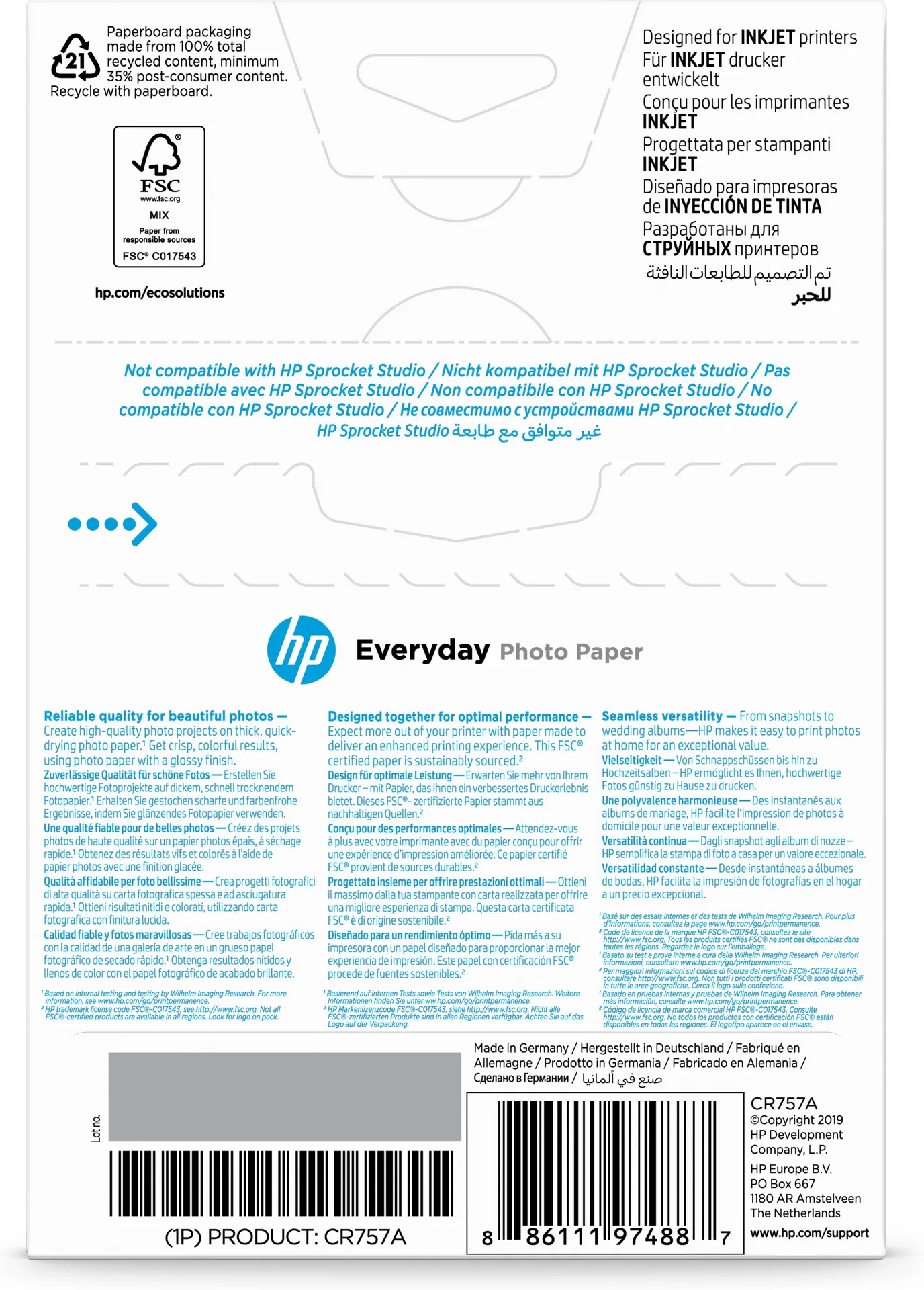 HP Normales Fotopapier, glänzend, 200 g/m2, 10 x 15 cm (101 x 152 mm), 100 Blatt – Bild 6