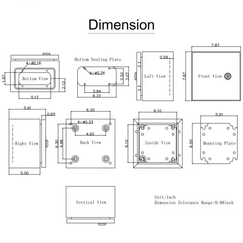 VEVOR Stahl-Elektrokasten, Elektrogehäuse, 20x20x15 cm, Kohlenstoffstahl, IP65 – Bild 9