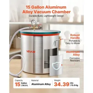 VEVOR Vakuumkammer 56,8 L aus Aluminiumlegierung, Entgasungskammer mit Gehärtetem Glasdeckel, Schlauch und Luftfilter, für Harzguss, Holzstabilisierung und Silikon, Epoxidharz und Ätherische Öle VEVOR Vakuumkammer 56,8 L aus Aluminiumlegierung, Entgasungskammer mit Gehärtetem Glasdeckel, Schlauch und Luftfilter, für Harzguss, Holzstabilisierung und Silikon, Epoxidharz und Ätherische Öle