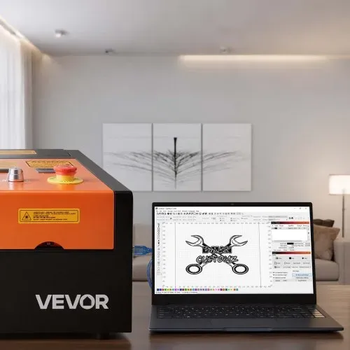 VEVOR Lasergravierer CO2 45W, 300x200 mm, Tisch-CO2-Lasergravurmaschine mit Drehachse, Luftunterstützung, kompatibel mit LightBurn, CorelDRAW und GRBL, für Holz, Acryl & Glas – Bild 7