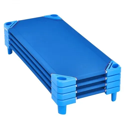 VEVOR Stapelbares Kinderbett 4er-Pack tragbare Kleinkinder-Schlafbetten, Standardgröße 130 x 57 x 15 cm, Kindertagesstättenbetten Vorschulklassenzimmer zum Schlafen Ausruhen Mittagsschlaf, blau – Bild 10
