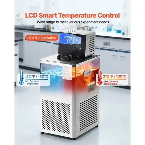 VEVOR Laborkühler mit Umwälzpumpe, -30 °C bis 100 °C, 6 L Interne und Externe Doppelzirkulation, Kühlflüssigkeitsumwälzpumpe für Niedrige Temperaturen, Umwälzwasserkühlung Kühler VEVOR Laborkühler mit Umwälzpumpe, -30 °C bis 100 °C, 6 L Interne und Externe Doppelzirkulation, Kühlflüssigkeitsumwälzpumpe für Niedrige Temperaturen, Umwälzwasserkühlung Kühler