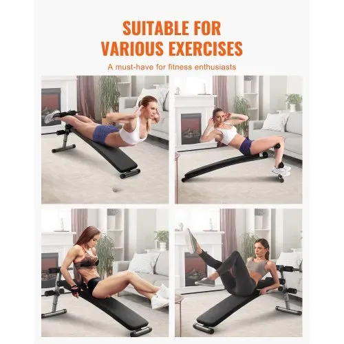 VEVOR Sit Up Bank, gebogene Bauchmuskelbank 5-stufig Höhenverstellbar (1425x470x675 mm) Rückentrainer (226 kg belastbar) für Heimtraining im Fitnessstudio Krafttraining Ganzkörpermuskeltraining – Bild 5