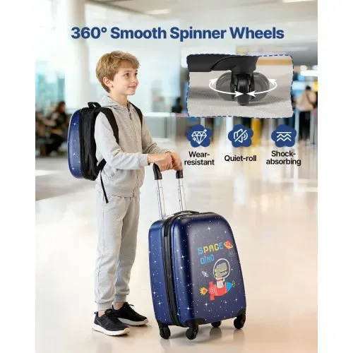 VEVOR 2 tlg. Kinderkoffer Set, 457,2 mm, Hartschalenkoffer mit Rollen & Rucksack, Kindertrolley, Kids Suitcase, perfekte Geschenke für Jungen & Mädchen, praktisch für Reisen & Fliegen (Dinosaurier) – Bild 3