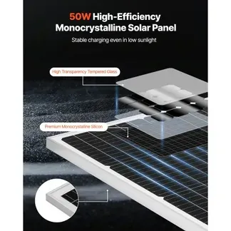 VEVOR 12V Monokristallines Solarpanel-Kit 50W, Batterieladegerät mit verbessertem MPPT-Controller & verstellbarer Halterung, IP65 wasserdicht für Auto, Boot, Wohnmobil, Anhänger, Hausdach VEVOR 12V Monokristallines Solarpanel-Kit 50W, Batterieladegerät mit verbessertem MPPT-Controller & verstellbarer Halterung, IP65 wasserdicht für Auto, Boot, Wohnmobil, Anhänger, Hausdach
