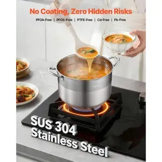 VEVOR Edelstahl Kochtopf 11,4 L Großer Suppentopf mit Glasdeckel Induktionsgeeignet Hochwertiger Nudeltopf PFOA-frei PFAS-frei für Gasherd Elektrokochfeld Ideal für Eintöpfe Pasta Familienportionen VEVOR Edelstahl Kochtopf 11,4 L Großer Suppentopf mit Glasdeckel Induktionsgeeignet Hochwertiger Nudeltopf PFOA-frei PFAS-frei für Gasherd Elektrokochfeld Ideal für Eintöpfe Pasta Familienportionen
