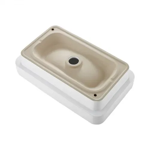 VEVOR Halbeinbauwaschbecken Handwaschbecken 490 x 305 mm rechteckiges Aufsatzwaschbecken mit 45 mm Abflussloch, modernes Einbauwaschbecken für kleine Räume Küchen Badezimmer Weiß – Bild 9
