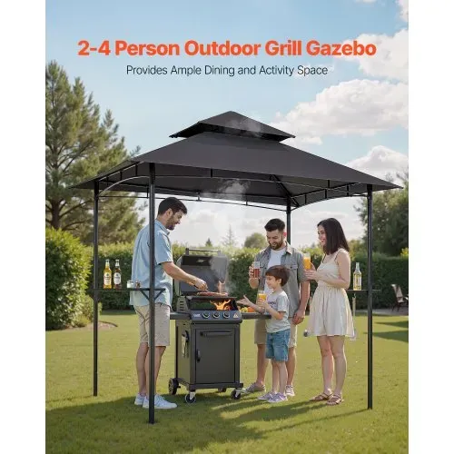 VEVOR Grillpavillon, 2430x1500x500 mm, Grillüberdachung für Außengrill, 2-stufige BBQ-Gazebo-Überdachung, Doppeldach Gartenpavillon 2–4 Personen, ideal für Terrasse, Hinterhof & Garten VEVOR Grillpavillon, 2430x1500x500 mm, Grillüberdachung für Außengrill, 2-stufige BBQ-Gazebo-Überdachung, Doppeldach Gartenpavillon 2–4 Personen, ideal für Terrasse, Hinterhof & Garten